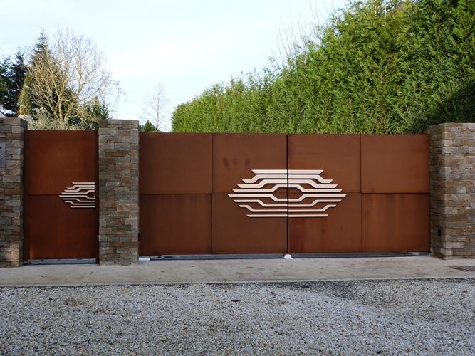 decor porte grille portail bronze coule poli